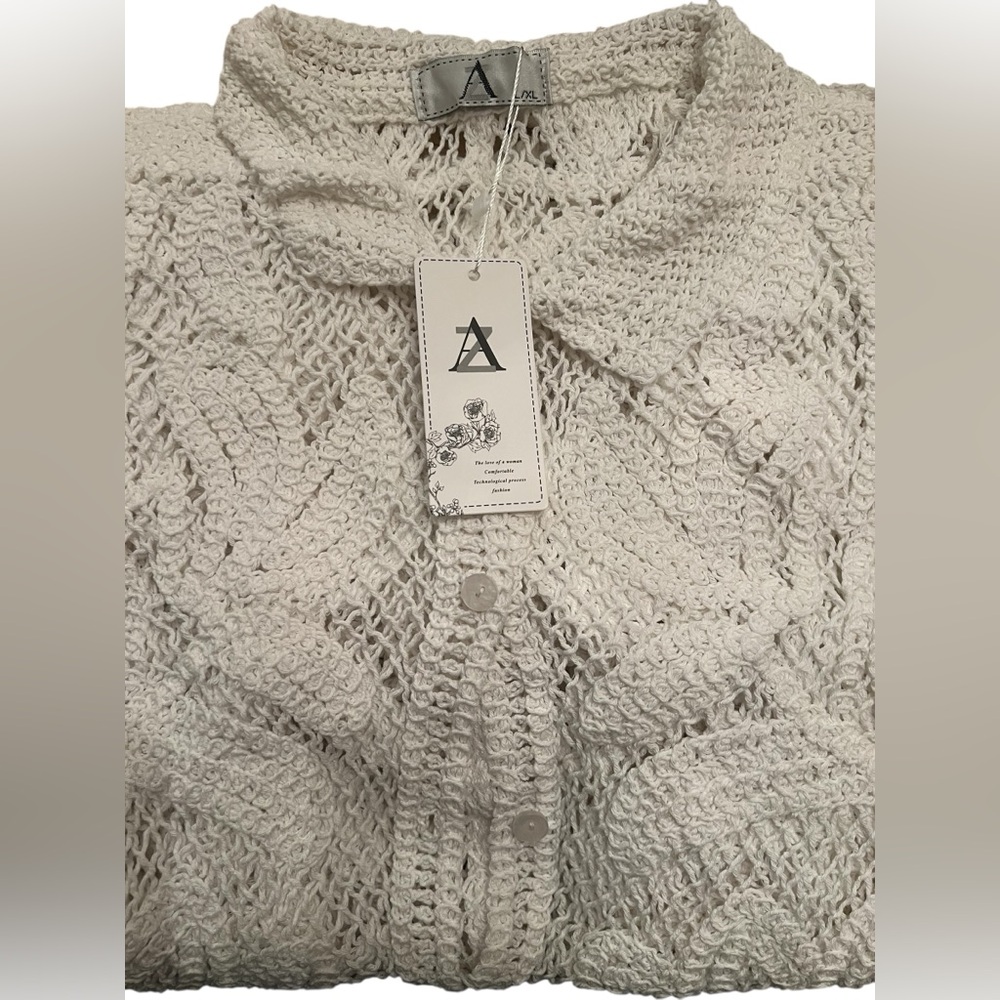 🌴 $38 AZ White Crochet Cotton Pant Set